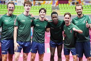 Matteo Mutti dell’ Apuania Carrara Tennistavolo in nazionale  nella semifinale con la Francia ai Giochi del Mediterraneo di Taranto