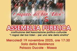 "I ragazzi del bar Eden": nasce a Massa una nuova associazione politica di sinistra il 19 novembre