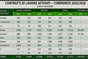 Analisi politica del mercato del lavoro – Massa Carrara, 1° trimestre 2025 / 1° trimestre 2026 (Dati ARTI Regione Toscana – Elaborazione CISL Toscana Nord)
