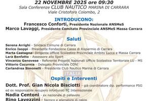 Progetto ANSMeS "Sport: stili di vita e salute": conferenza al Club Nautico di Marina di Carrara il 22 novembre