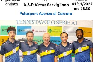 Tennistavolo Serie A1: l'Apuania Carrara ospita il Servignano sabato 1 novembre