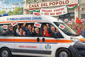 Pulmini della Pubblica Assistenza di Carrara usati per portare  sostenitori del No al referendum alla festa per la vittoria alla Casa del Popolo: la denuncia dei consiglieri Caffaz e Bernardi
