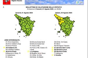 Forti temporali sabato 2 agosto: emessa allerta meteo codice giallo