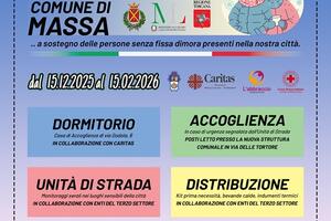 Piano Emergenza Freddo 2025/2026: una comunità che si prende cura. Comune di Massa ed Enti del Terzo Settore al fianco delle persone più fragili