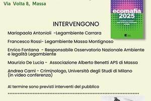 Presentazione del rapporto “Ecomafia 2025” di Legambiente con associazione Alberto Benetti APS dedicato al Comandante Natale De Grazia il 4 dicembre a Massa