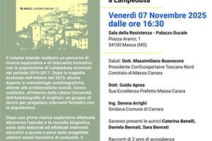 Presentazione del libro "Restituire parole", ricerca esplorativa a Lampedusa il 7 novembre a Palazzo Ducale di Massa
