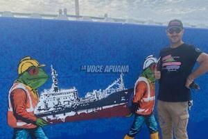 Mr. Savethewall presenta l’opera di street art  ispirata alla vicenda della nave Guang Rong