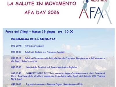 AFA day 2026 al Parco dei Ciliegi di Massa protagonisti i corretti stili di vita