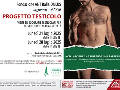 Progetto Testicolo di ANT: a Massa 24 visite gratuirte tra il 21 e il 28 luglio