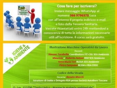 Corso di Formazione FIT-CISL per la selezione di personale indetta dalla vicina Società SEA Ambiente di Viareggio