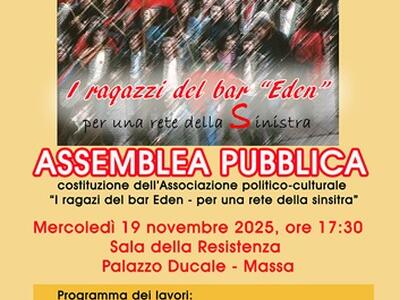 "I ragazzi del bar Eden": nasce a Massa una nuova associazione politica di sinistra il 19 novembre