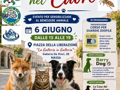 "Impronte nel cuore": il benessere degli animali al centro dell'evento alla Galleria Leonardo di Massa il 6 giugno