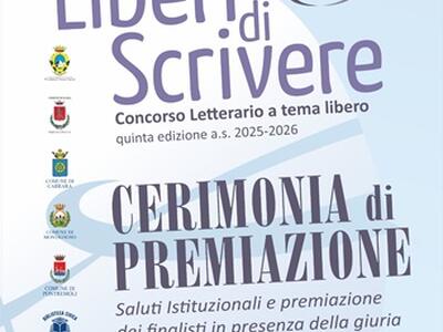 Concorso “Liberi di scrivere”  il 29 Maggio la premiazione dei vincitori in sala consiliare