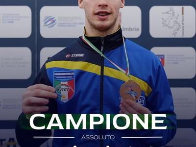 Matteo Mutti dell Usd Apuania Carrara Tennistavolo è campione d’Italia assoluto e secondo nel doppio maschile assoluto