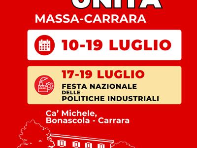 Alla Festa de l’Unità di Massa-Carrara il 15 e 16 luglio due serate tra cultura, territorio, diritti e partecipazione