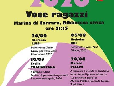 Il giovanissimo talento carrarese Nicholas Ori è il protagonista del prossimo appuntamento con "Voce all'Autore Ragazzi", mercoledì 5 agosto