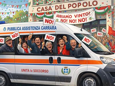 Pulmini della Pubblica Assistenza di Carrara usati per portare sostenitori del No al referendum alla festa per la vittoria alla Casa del Popolo: la denuncia dei consiglieri Caffaz e Bernardi