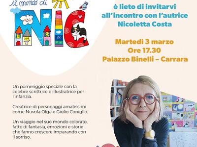 Nicoletta Costa, autrice e illustratrice di libri per l'infanzia,  terrà laboratori all'istituto comprensivo Fossola Gentili  e sarà ospite  a Palazzo Binelli il 3 marzo