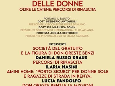 "Tratta delle donne. Oltre le catene un percorso di rinascita": il convegno organizzato da Soroptimist International Apuania per celebrare la festa della Donna il 12 marzo a Massa
