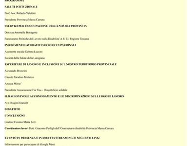 Lavoro e disabilità: costruire percorsi inclusivi" - convegno a Palazzo Ducale di Massa