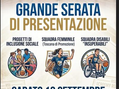 Asd Academy Romagnano presenta le sue squadre al palazzetto dello sport di Massa il 12 settembre