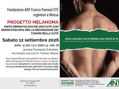 “Progetto Melanoma Gratuito” della Fondazione ANT Franco Pannuti ETS