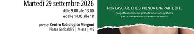 Progetto Mammella di Fondazione Ant: controlli gratuiti il 29 settembre a Massa